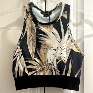 NWT Alala Beautiful Neutral Palm Pattern Racer Back Sports Bra Size XS